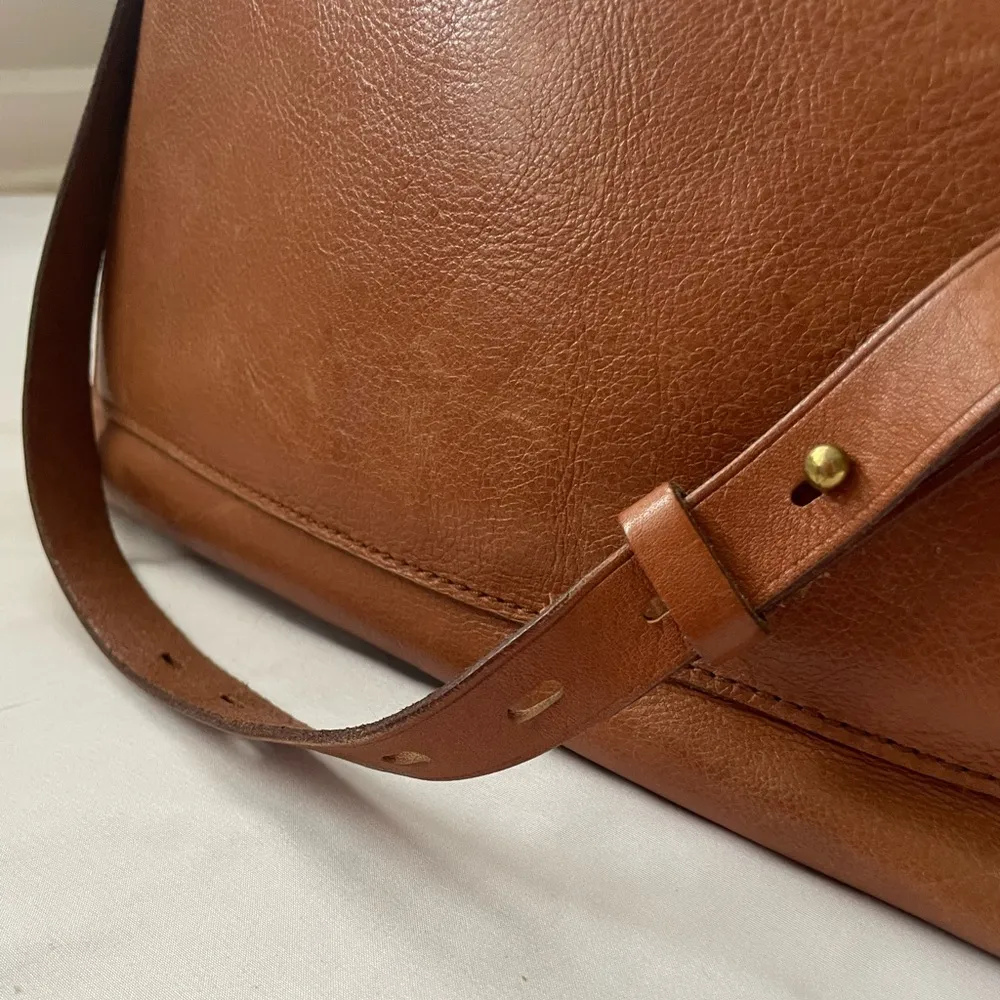 Madewell Brown Leather Transport Tote Bag - Image 4