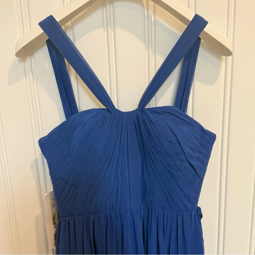 💙 Azazie Dory Pleated Chiffon Dress – Royal Blue – Size A4 (US 4) - Image 5