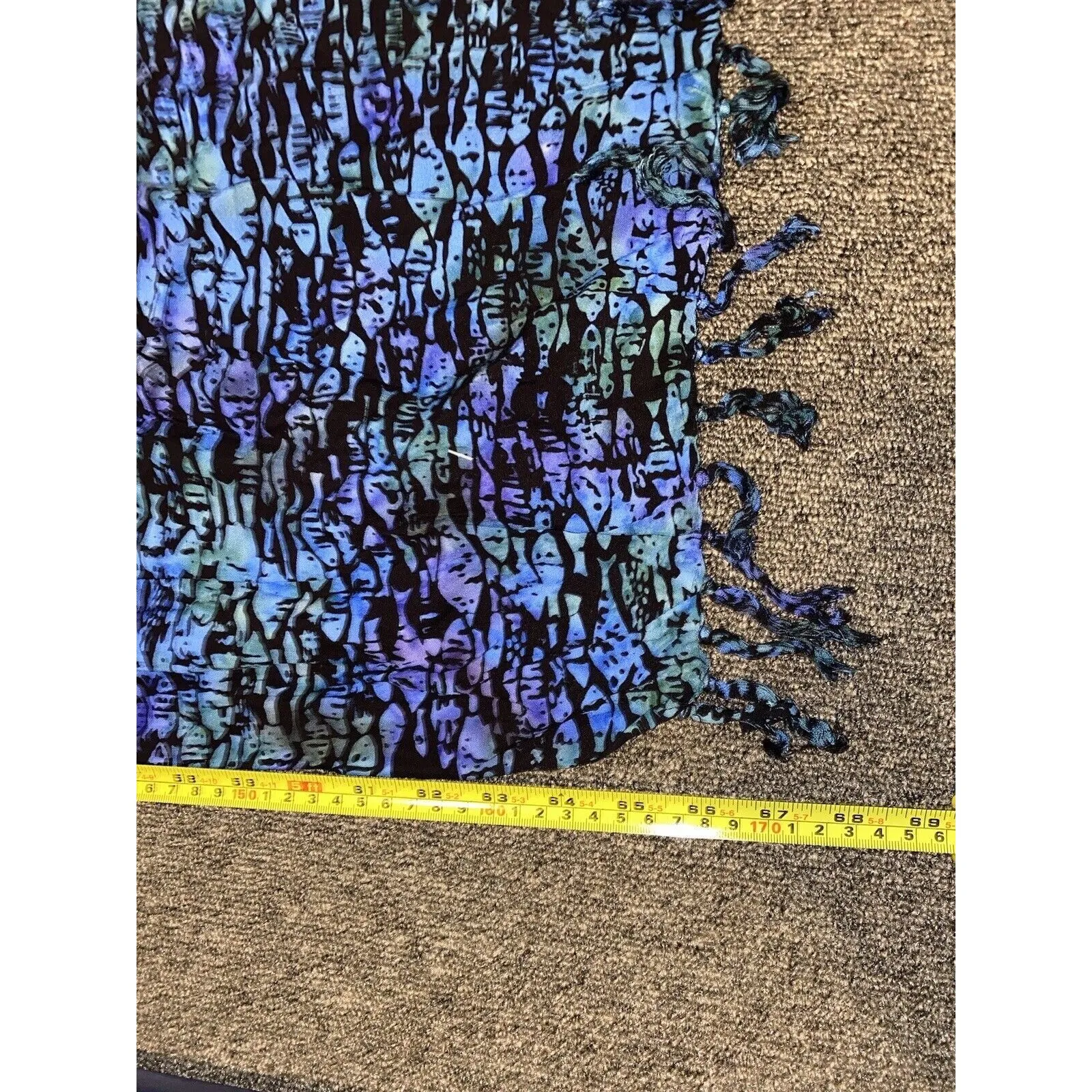 Hands to Hearts Swimming Fish Black Blue Lavender One Size Fringed Scarves NWTS - Image 13