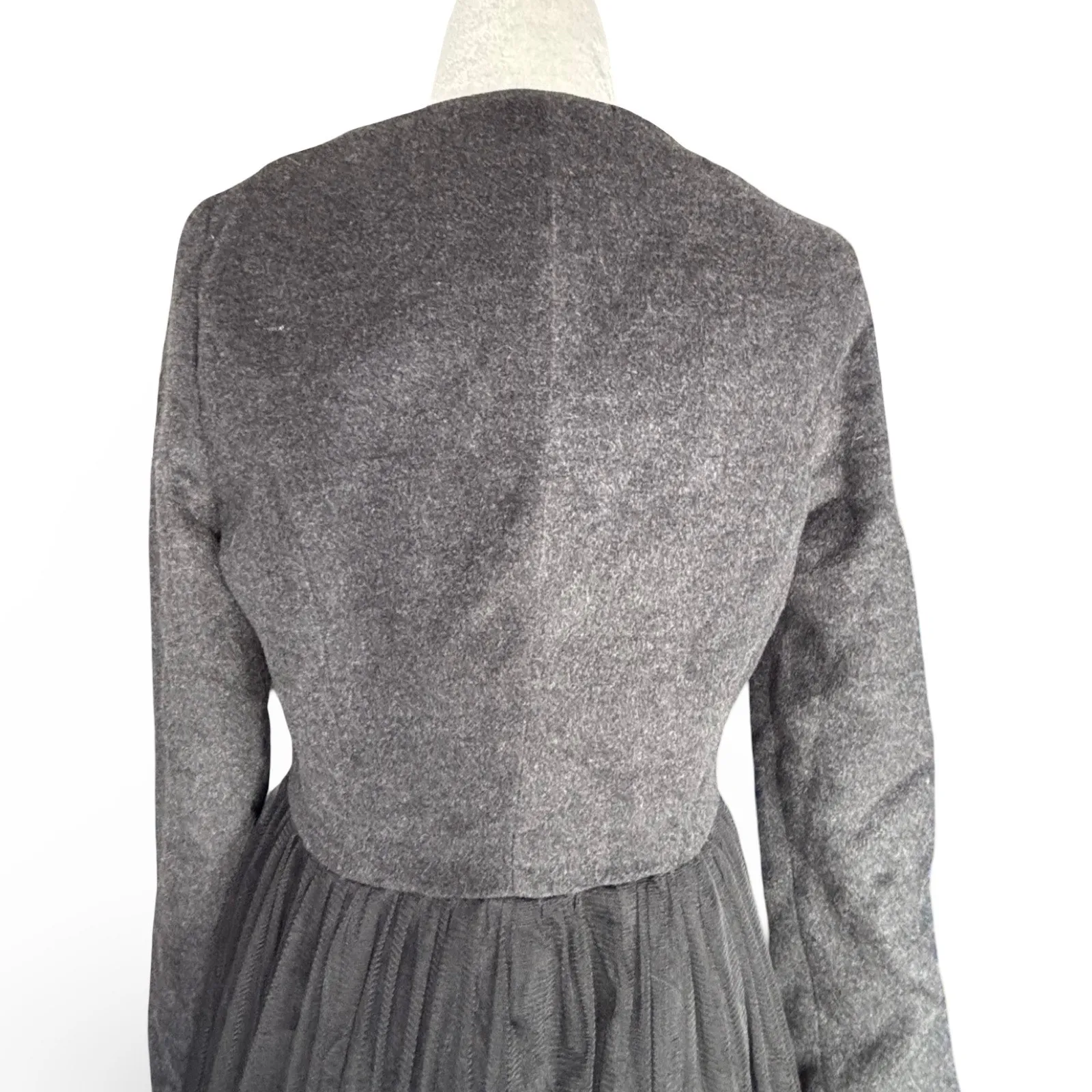 Ryu Charcoal Rabbit Fur Rosette Sheer Tulle Skirt Coat Dress Small Fairygrunge - Image 6