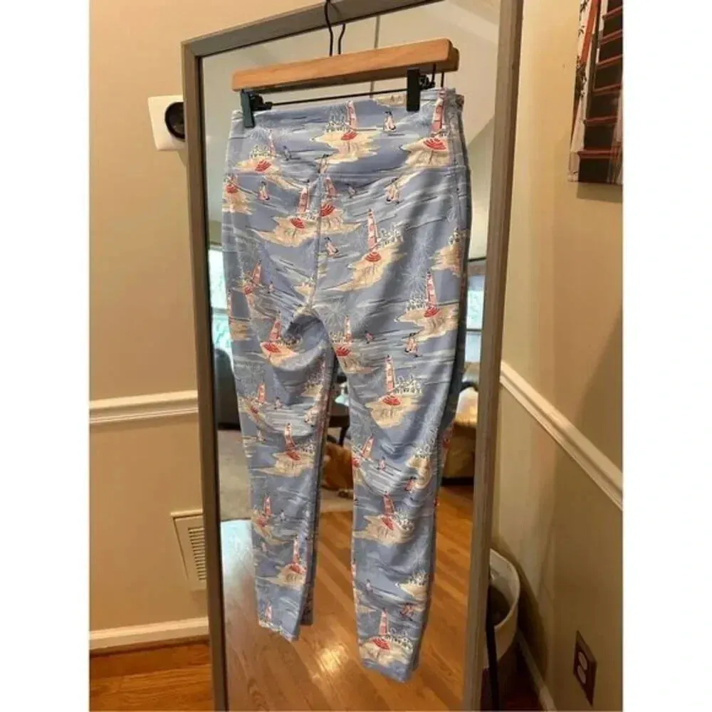 Crown and Ivy Sailboat Leggings Size Medium Blue Yellow - Image 4