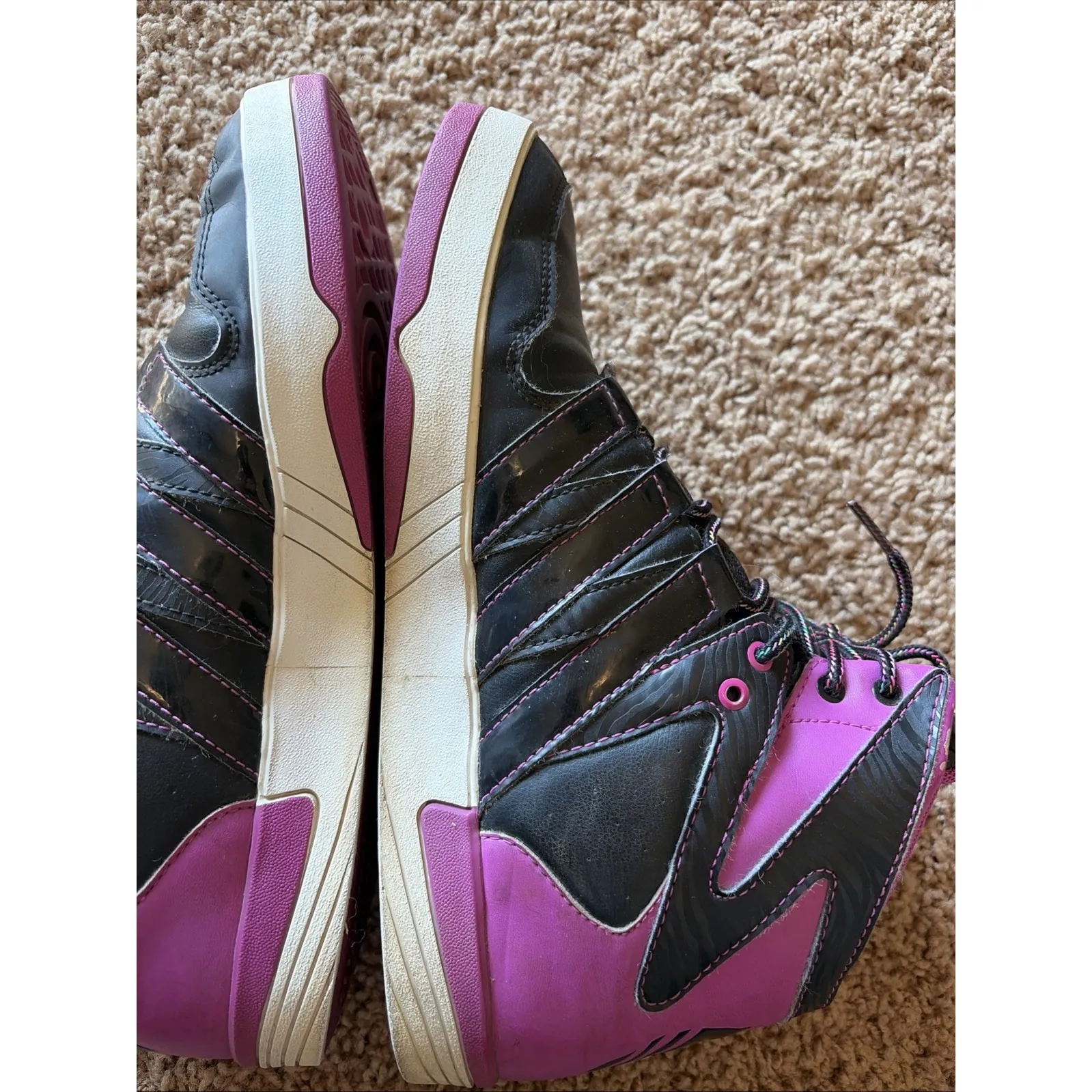 Adidas Originals Court G98571 Purple/Black High Top Retro Sneaker Shoe Women 8.5 - Image 6