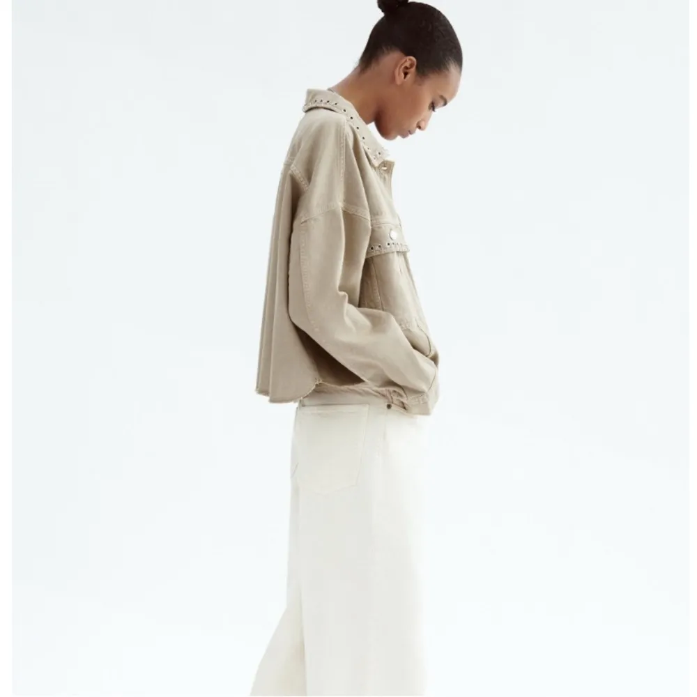 NWT Zara Piercing Cropped Overshirt Jacket in‎ Taupe Size Extra Large - Image 6