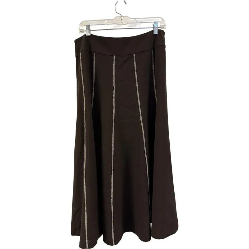 Sunny Leigh Maxi‎ Skirt Size 12 Brown Flare Stretch - Image 4