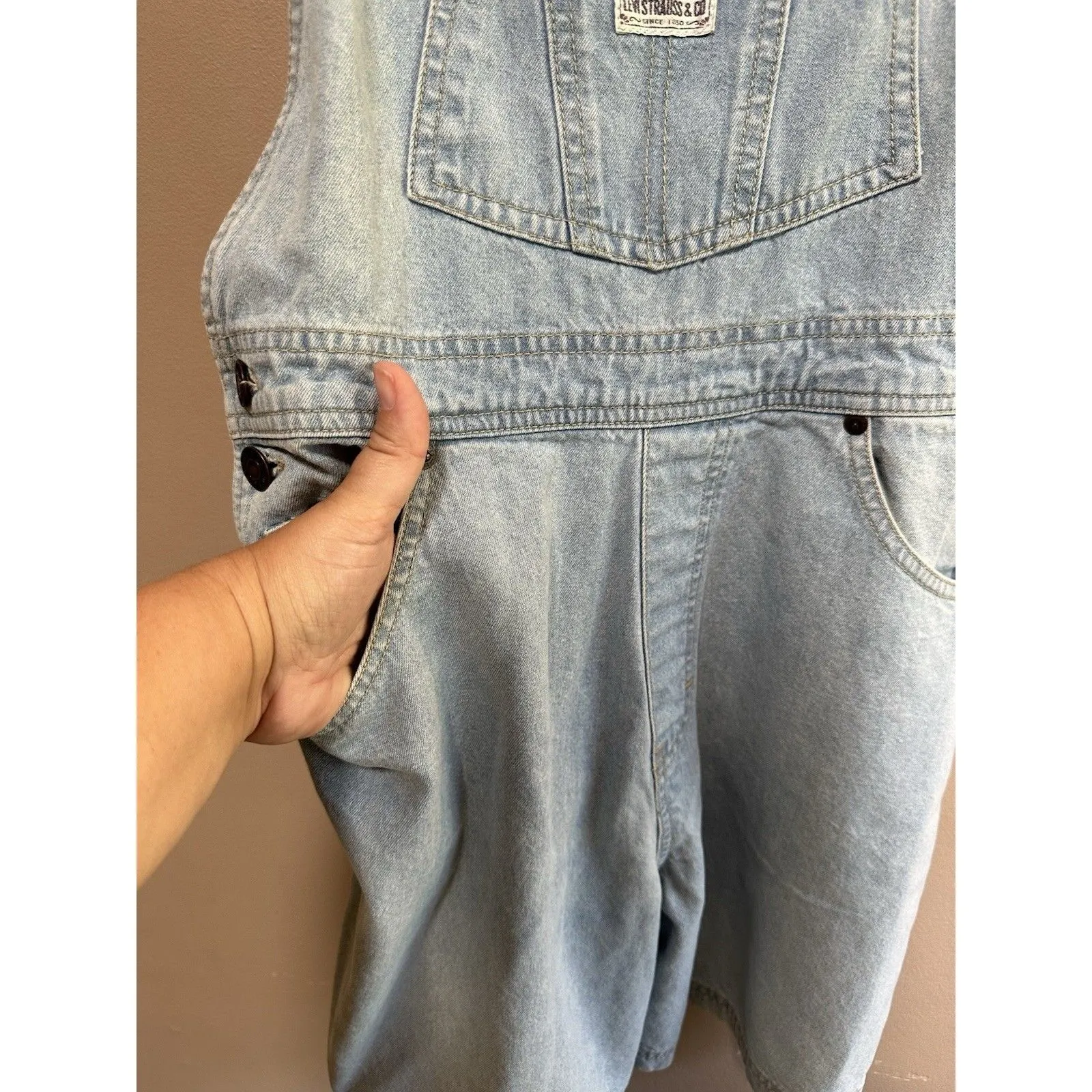 Vintage‎ Levis Bib Womens Overalls Shorts Shortalls 90s Y2K Size XL Light Wash - Image 5