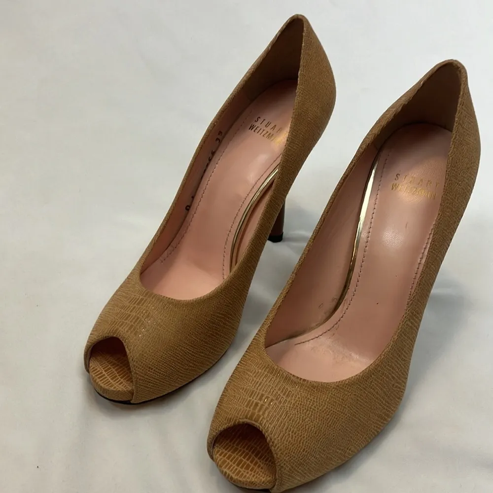 Stuart Weitzman Carmel color peek toe pumps - Image 2
