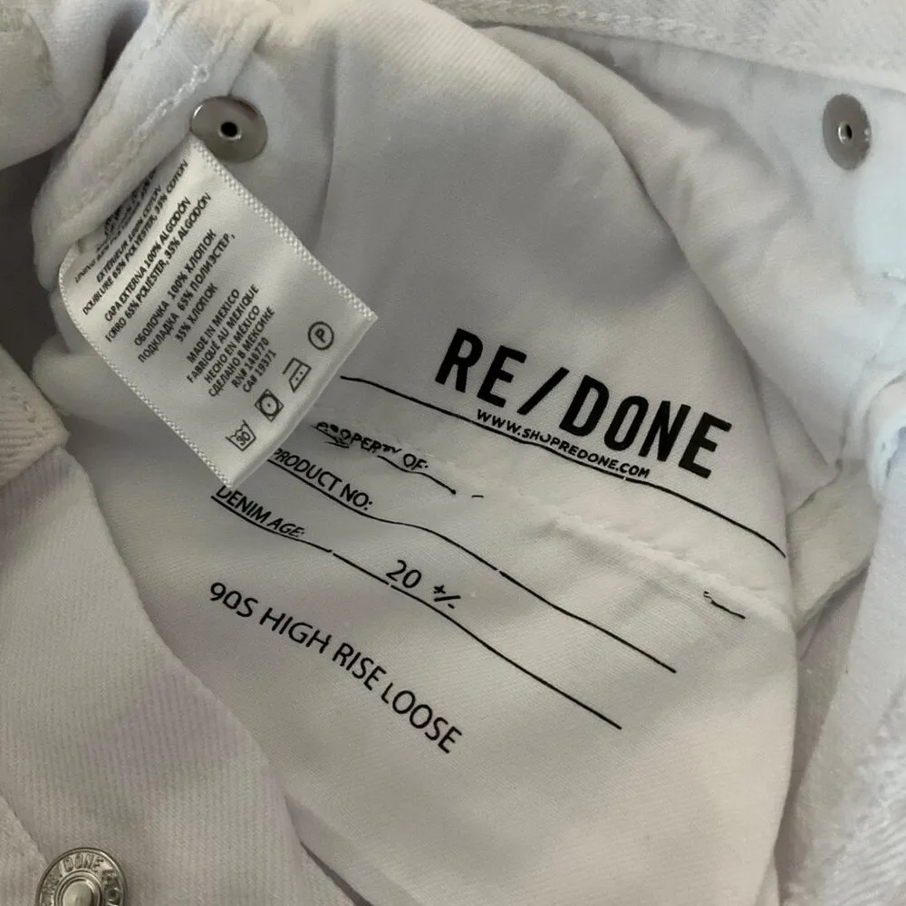 Re/Done 90s High Rise Loose White Denim Pants jeans casual classic cotton 28 - Image 3