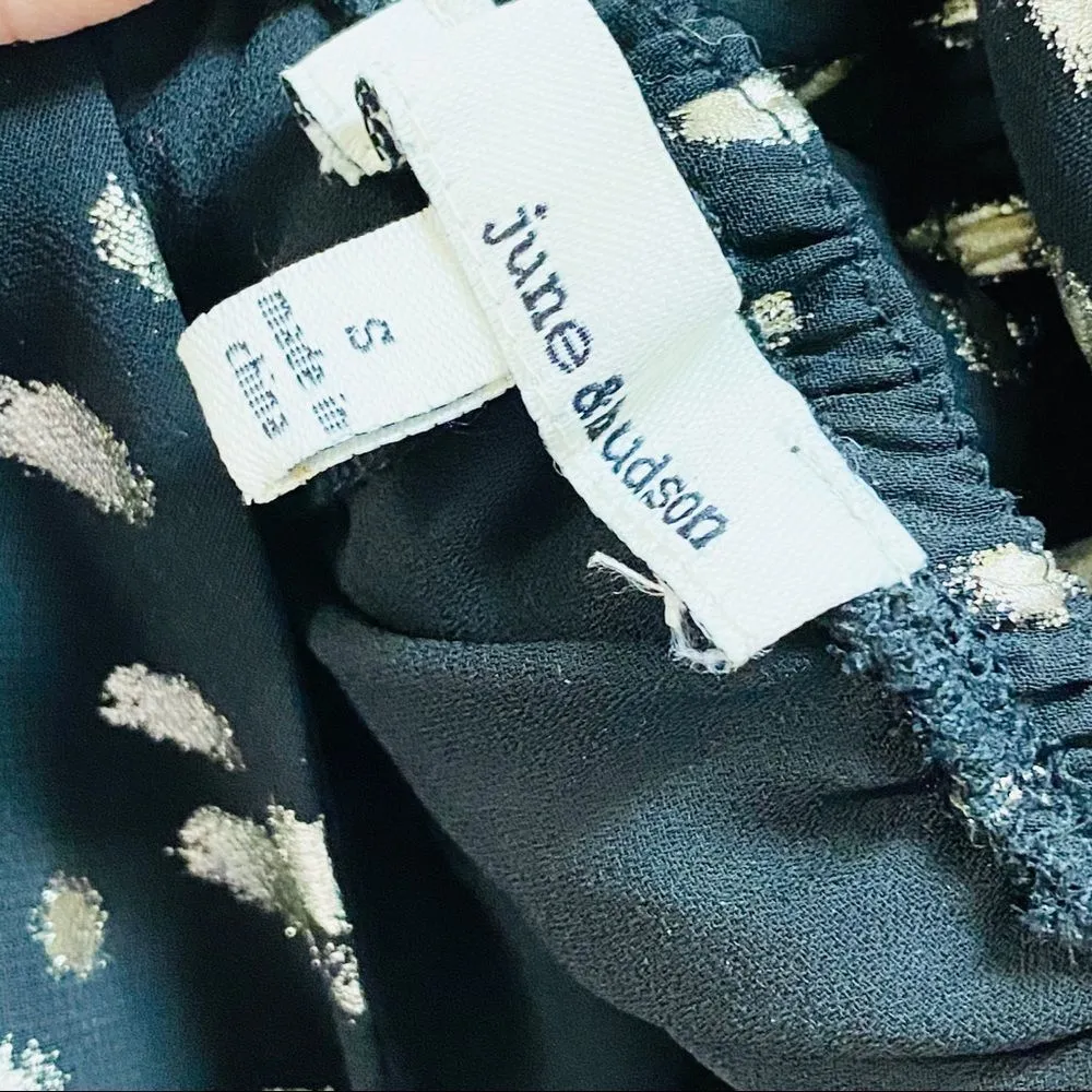 June and Hudson Halter Black Gold Dots Jumpsuit - Image 6