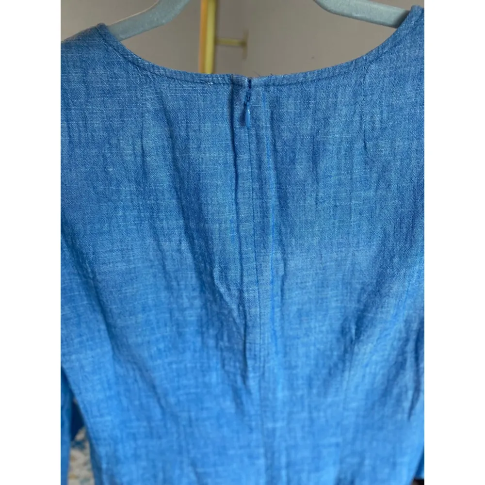 J. by J.Crew Dress Scallop Cuff Indigo Cotton Classic Feminine Spring Summer - Image 8