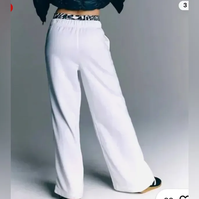 Free People Movement Fineline Wide Leg Sweatpants White/Black Flare Jogger White Size M - Image 5