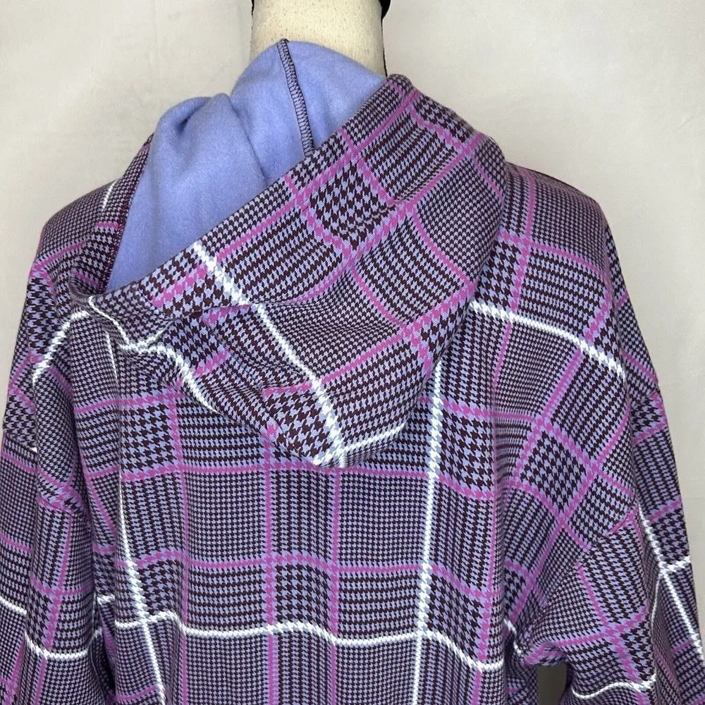 Champion Plaid Purple Classic Fleece Lined Pullover Hoodie Size S - Image 9