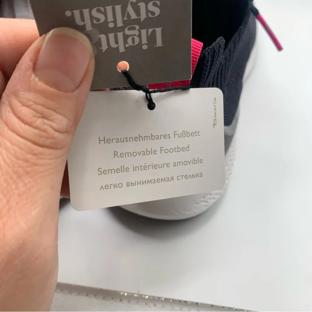 NWT Tamaris Tallulah Sneaker knit blue and pink tuning comfort fashionSZ 10 1299 - Image 6