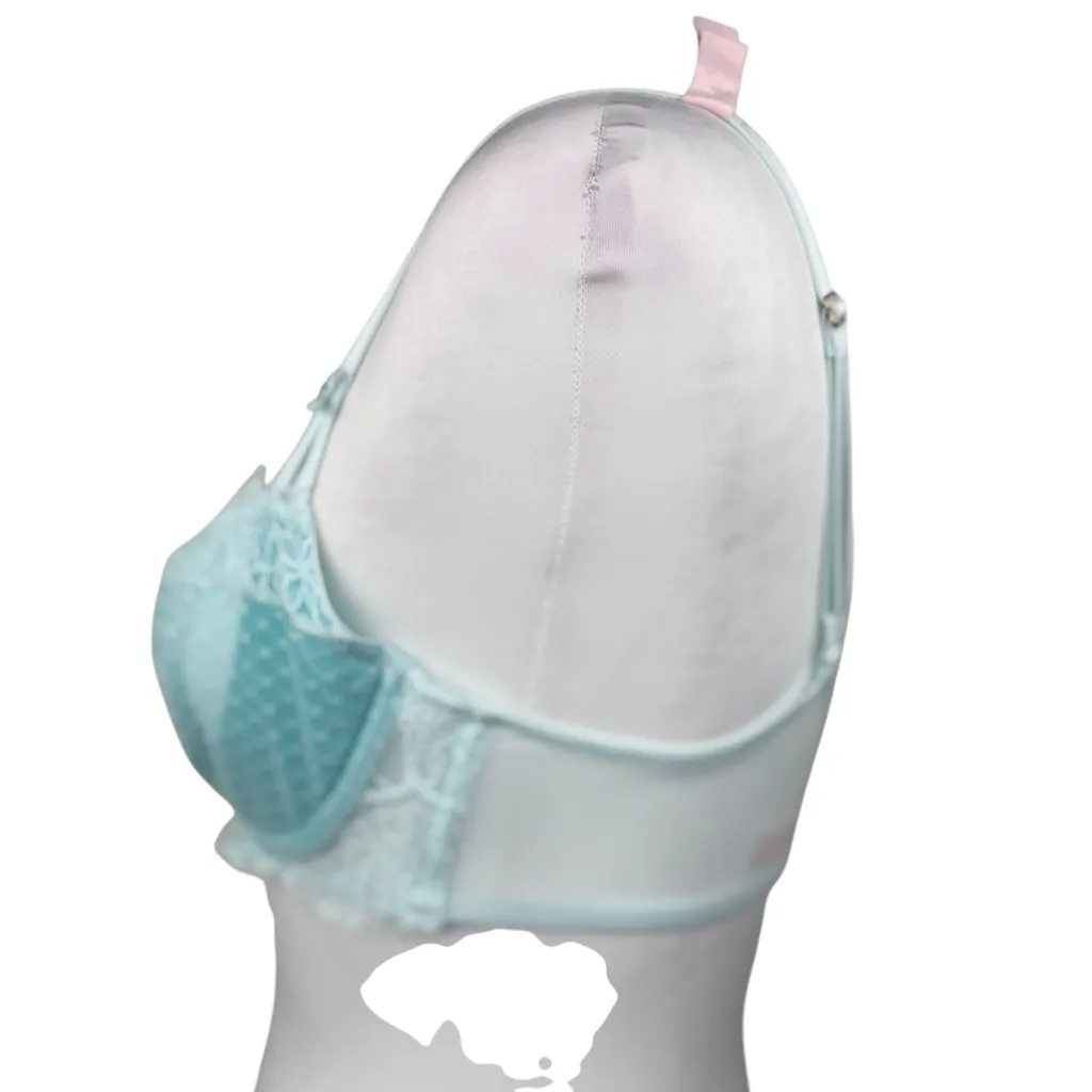 Victoria's Secret Dream Angels Wicked Blue Lace Polka Dot Push Up Bra 32C - Image 3