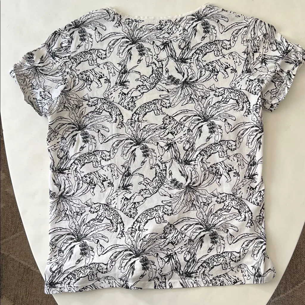 Kiabi 100% Organic Cotton Monochrome Jungle Animal Tiger Jaguar Print T - Image 5