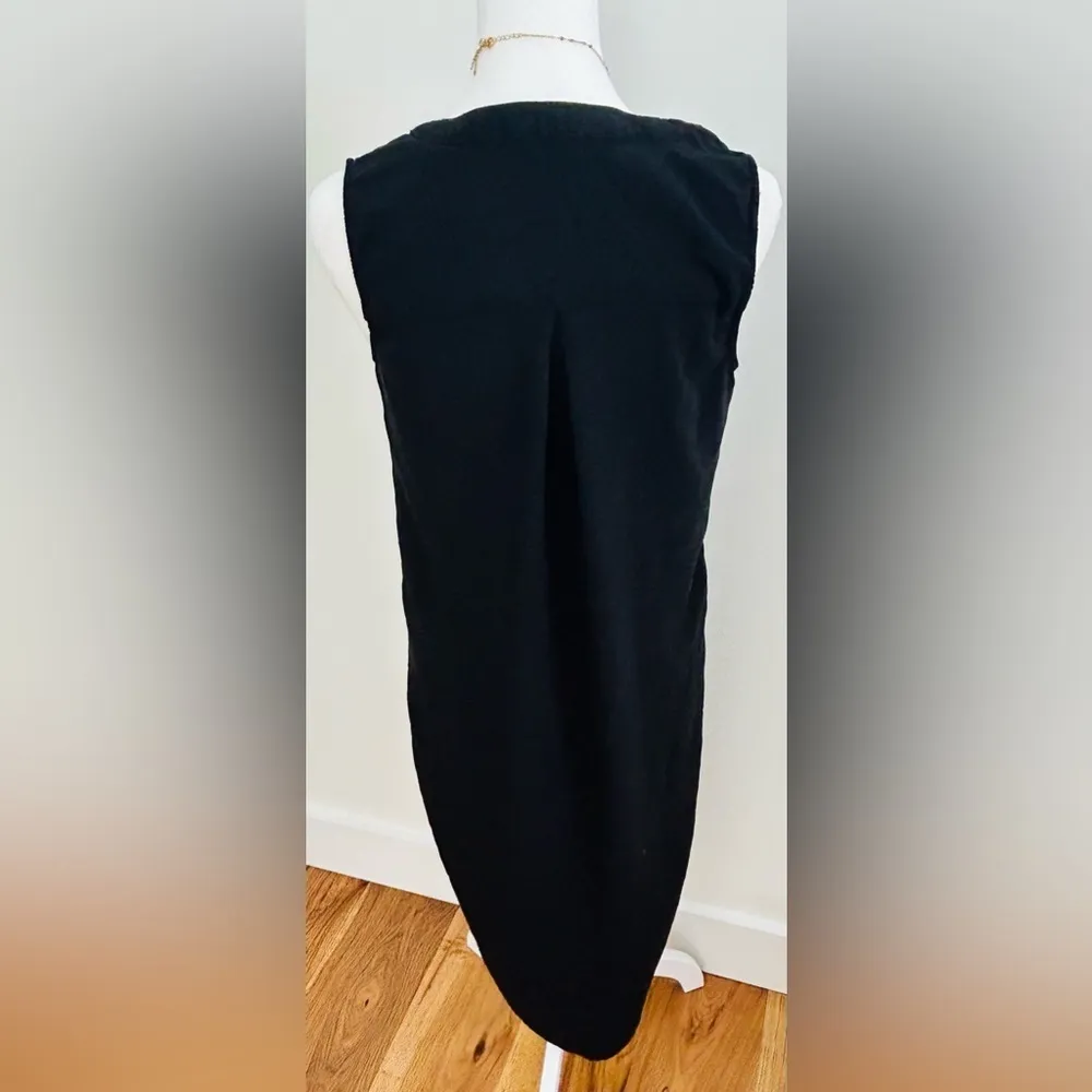 Black Sleeveless shirt Dress / beach cover up high low Women size Small - Image 5