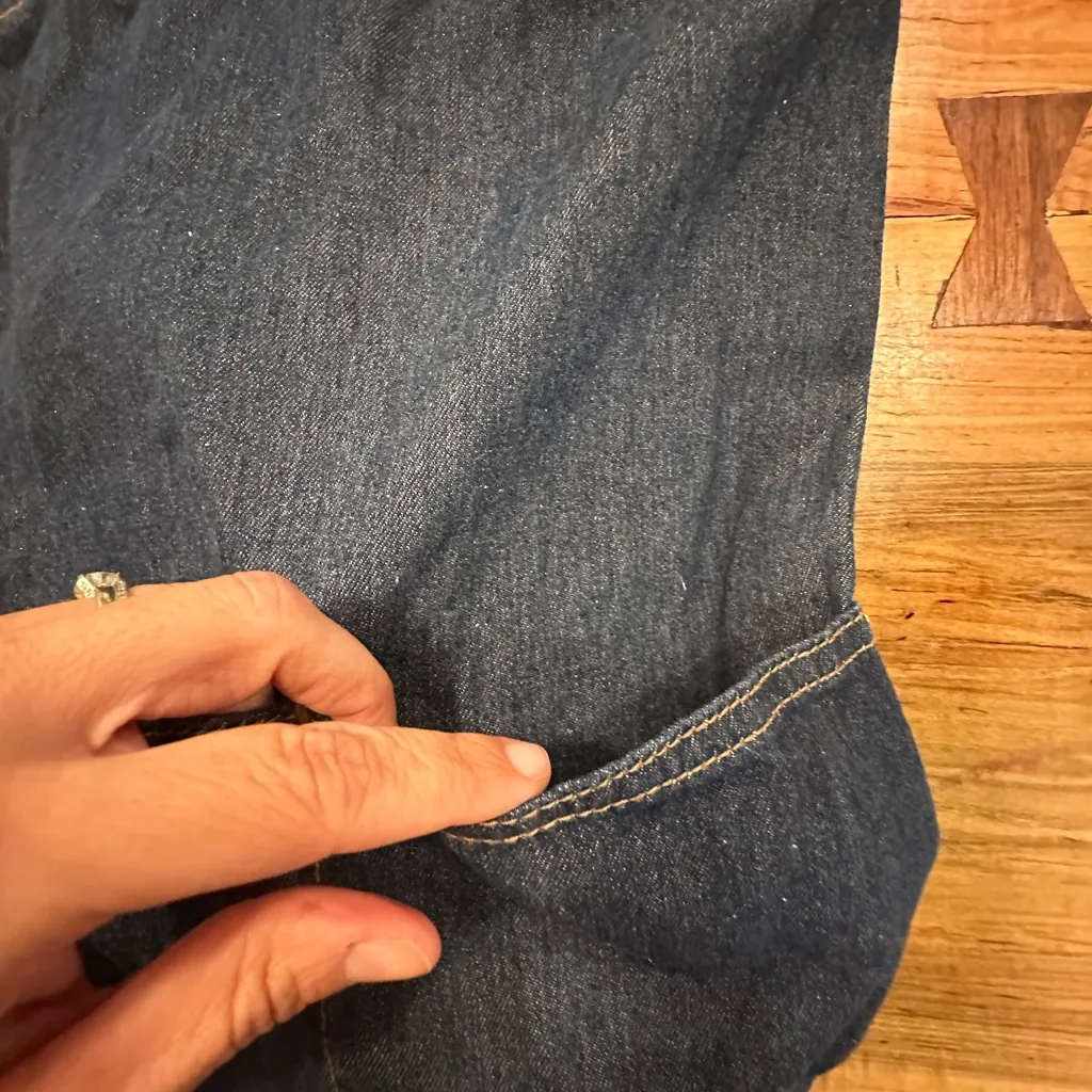 GAP Blue Denim Shoulder Bag with Cream Straps - Image 10