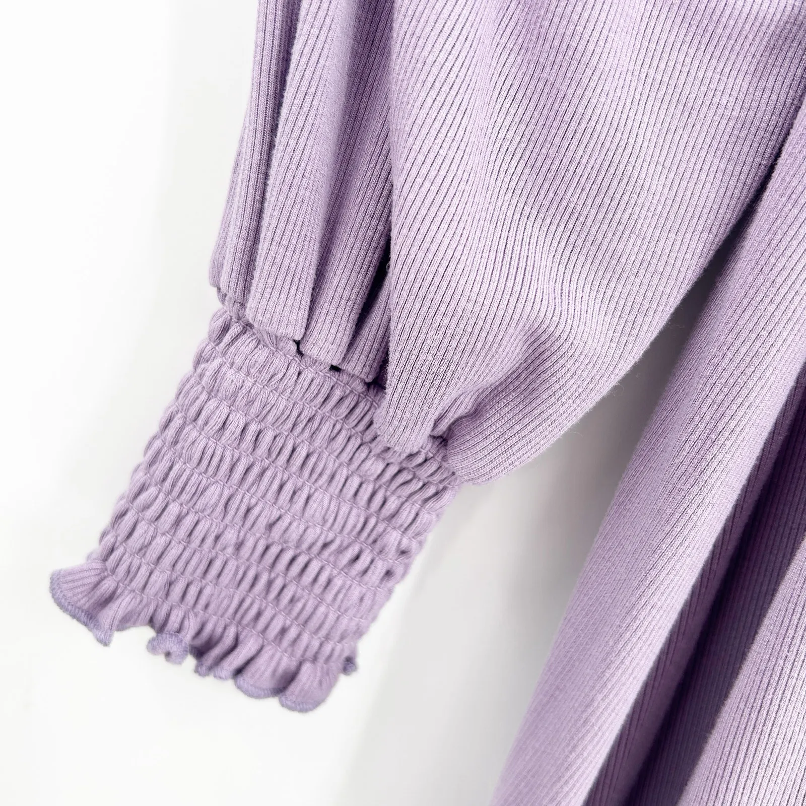 Hayden Womens Milkmaid Ribbed Square‎ Neck Smocked Puff Long Sleeve Dress Size S - Image 4