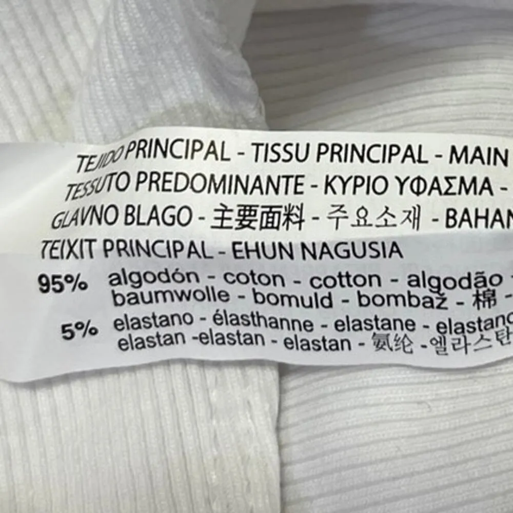 NEW Zara White Ribbed Flutter Ruffle Sleeve Crew Neck Bodysuit Blouse Top Size S - Image 6