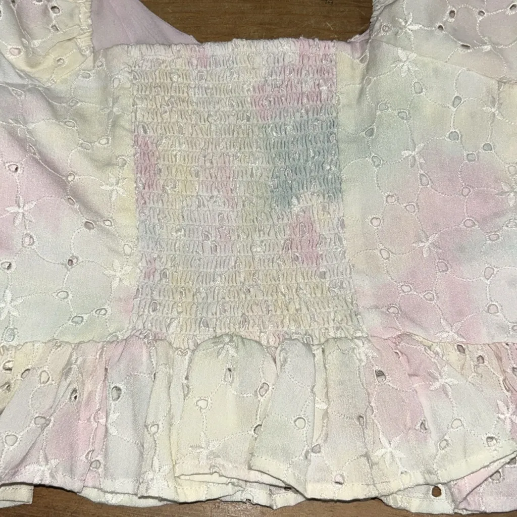 Free the Roses Light Pink, Yellow and Blue Smocked Top Size XSmall Pink - Image 7