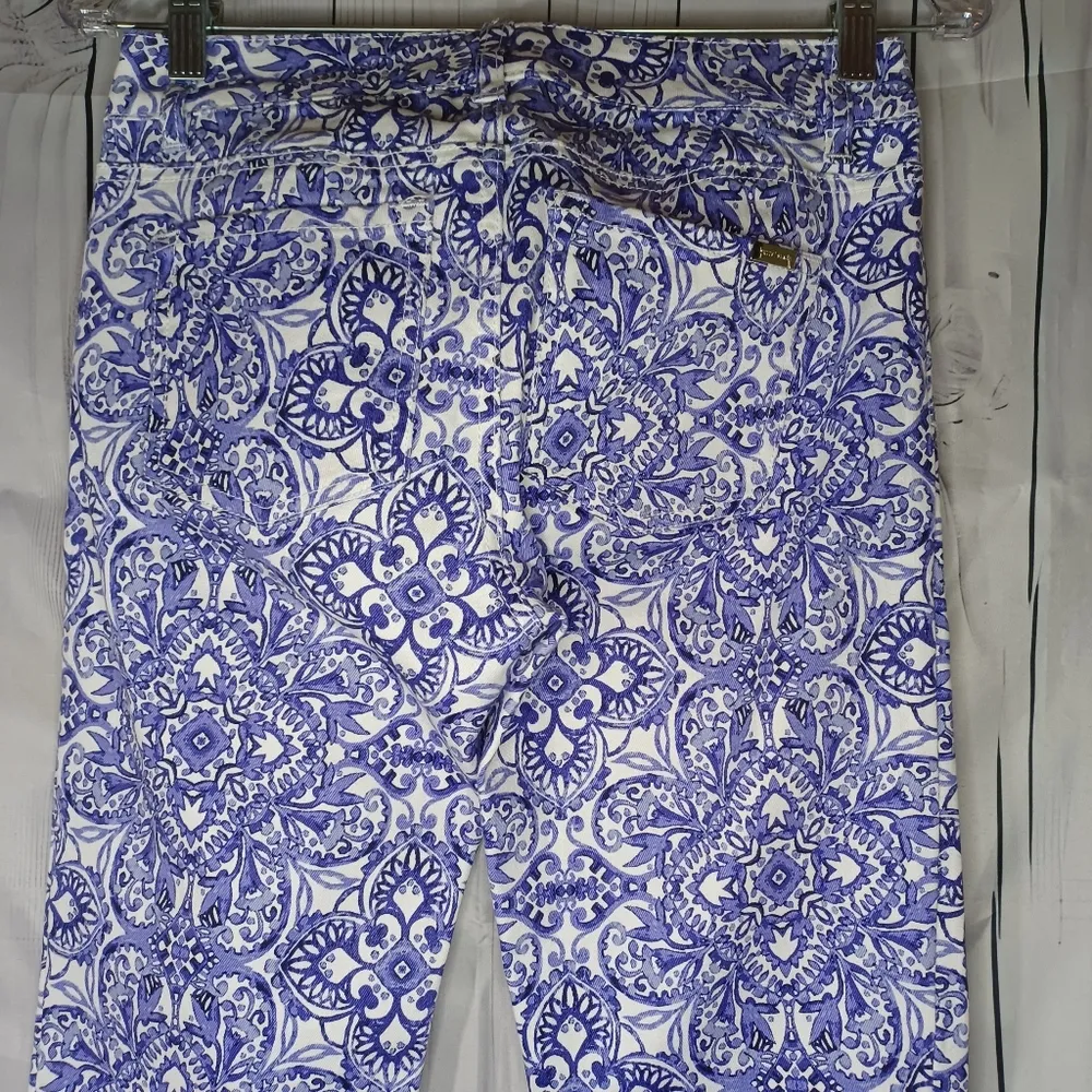 White House Black Market Slim Ankle Blue and White Patterned Women's Jeans - Image 11