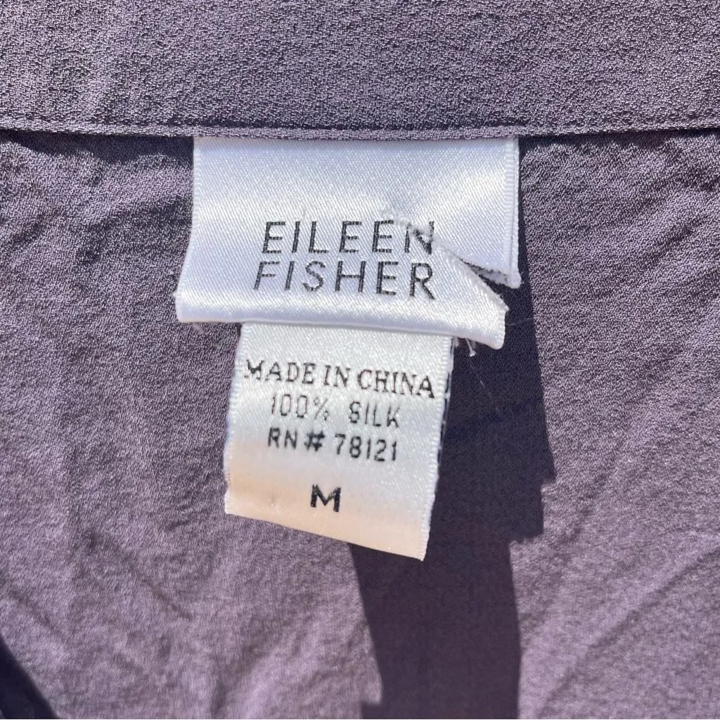 Vintage Eileen Fisher 100% Silk Long Sleeve One Button Purple Cardigan Size M - Image 2
