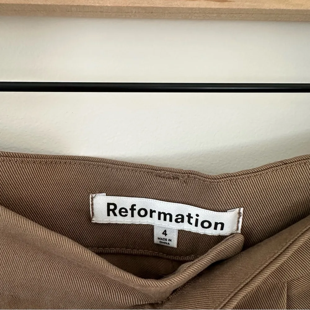 NEW Reformation Mason Wide Leg High Waist Pants Tan - Image 13