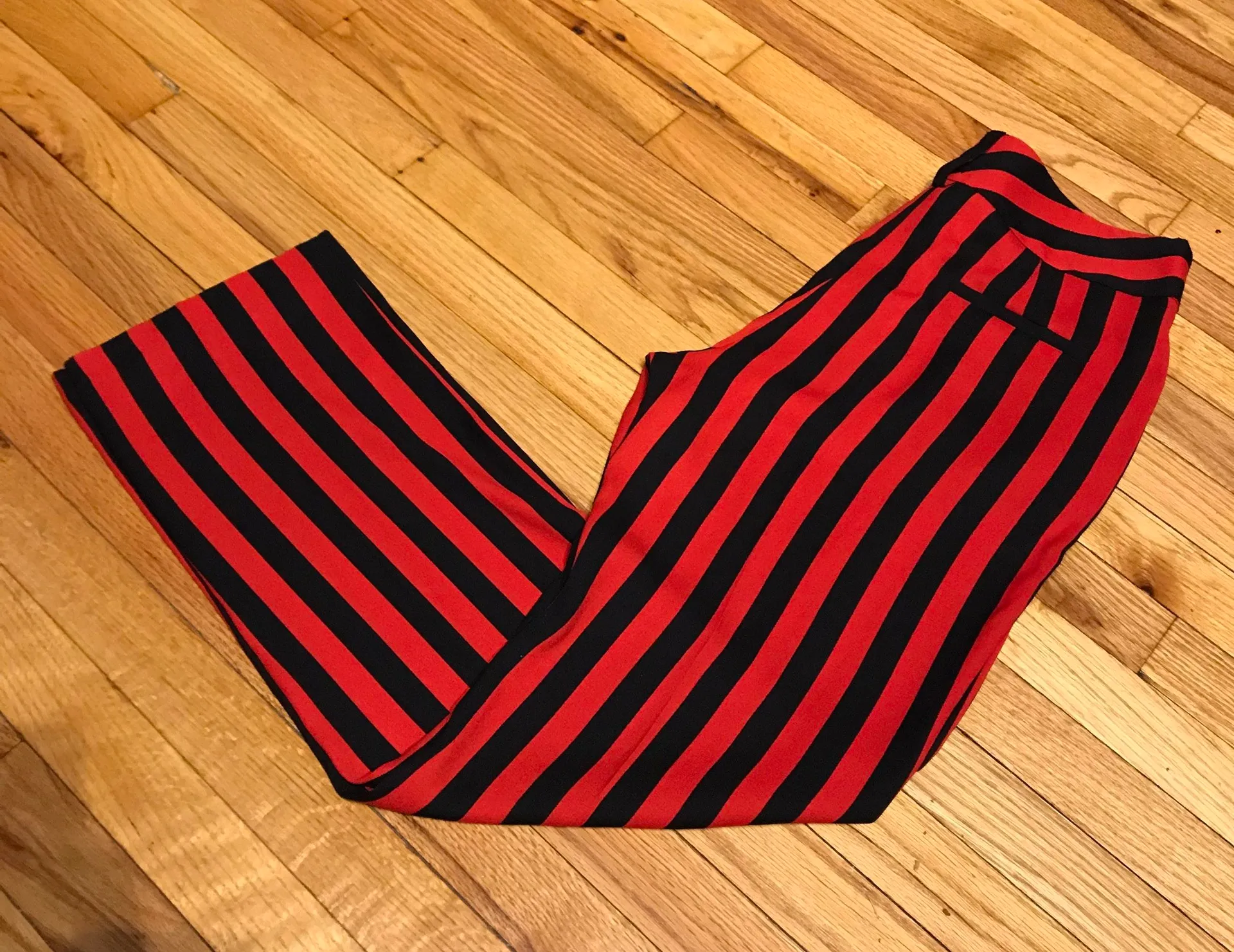 NWT Striped Print Trousers Straight Leg Bi-color Casual Dress Pants Career Office Red - Image 4