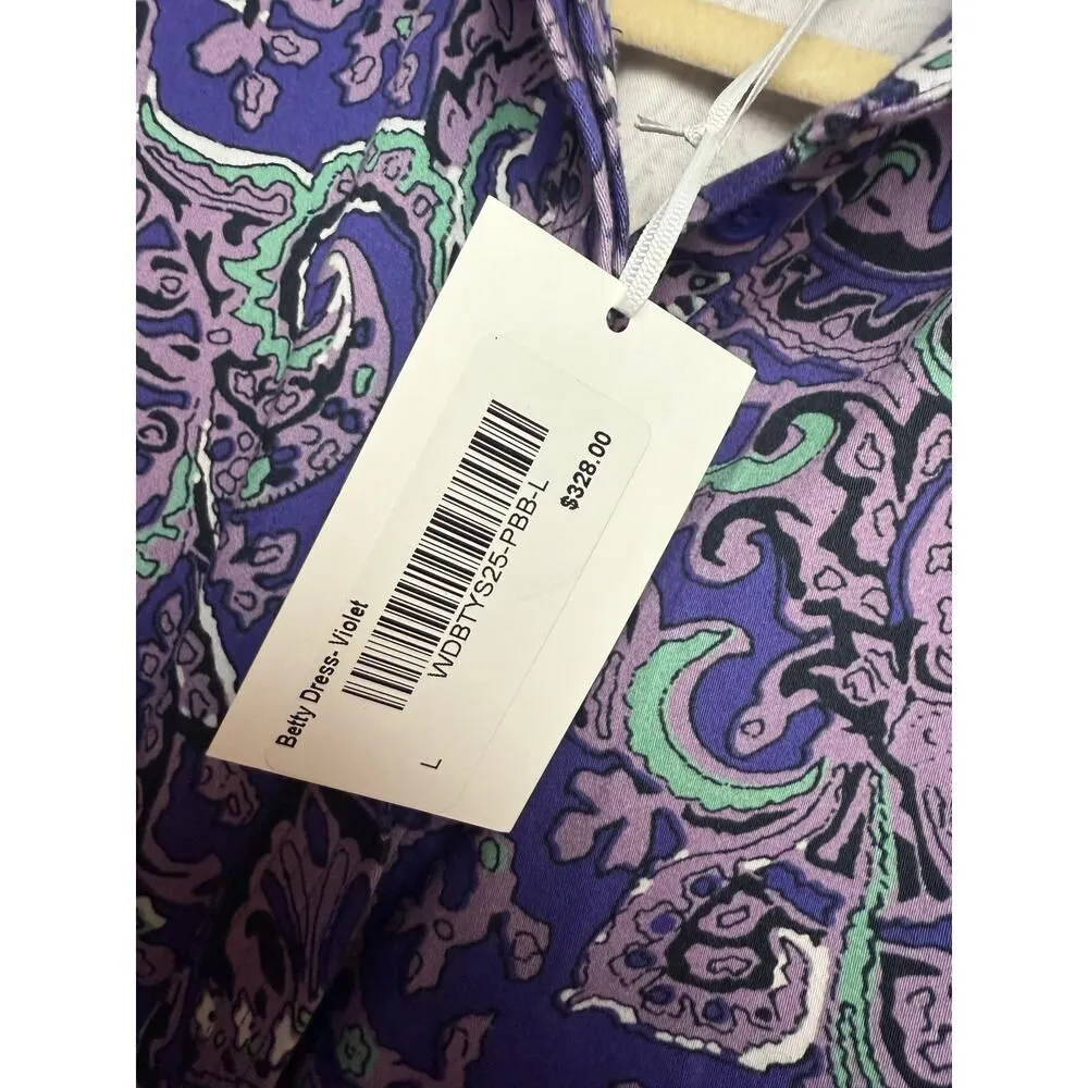 Julia Amory Betty Dress in Beach Paisley NWT Sz. L Purple Size L - Image 8