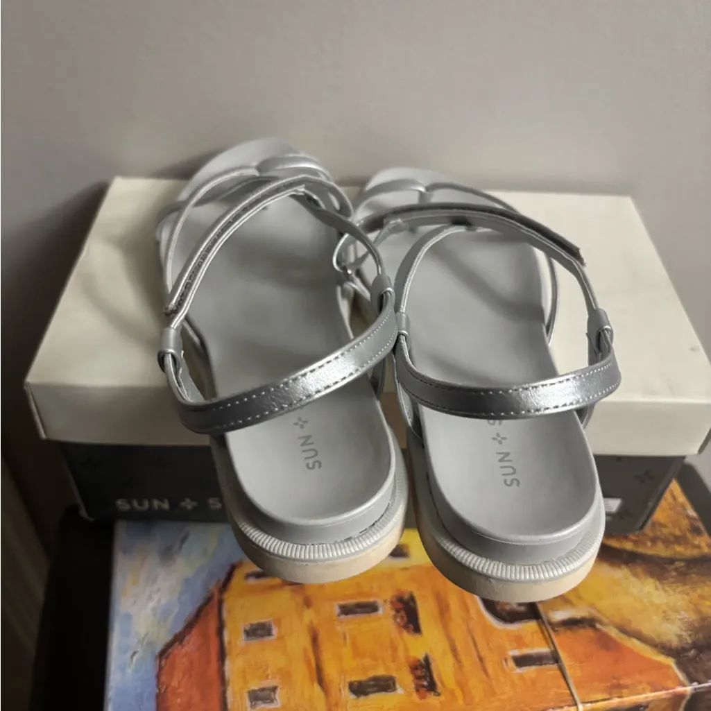 Sun + Stone Metallic Silver Women's Sandals NWT Size 8 - Image 5