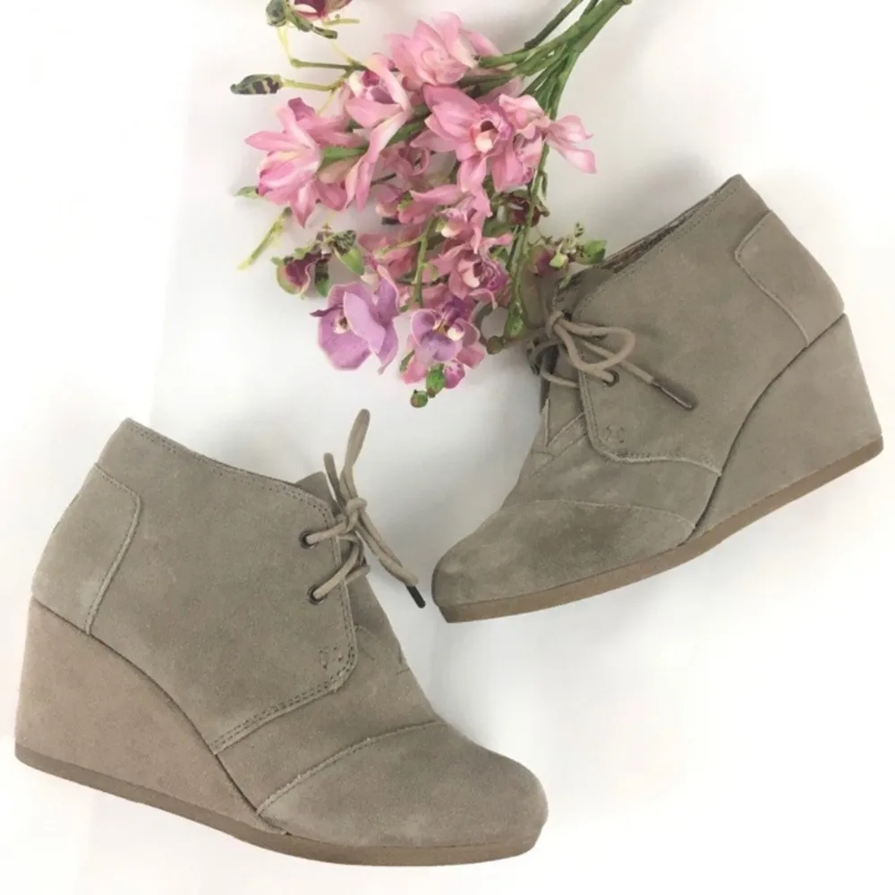 Toms Taupe Suede Desert Wedge Booties - Image 2
