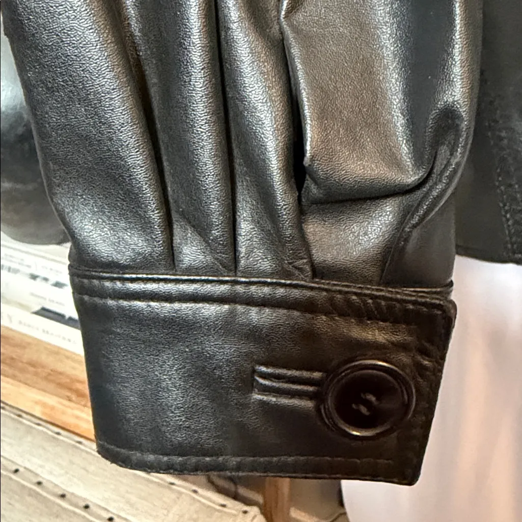 Countess Imperial 1970s Vintage Cropped Open Leather Moto Jacket Size XS Black - Image 6