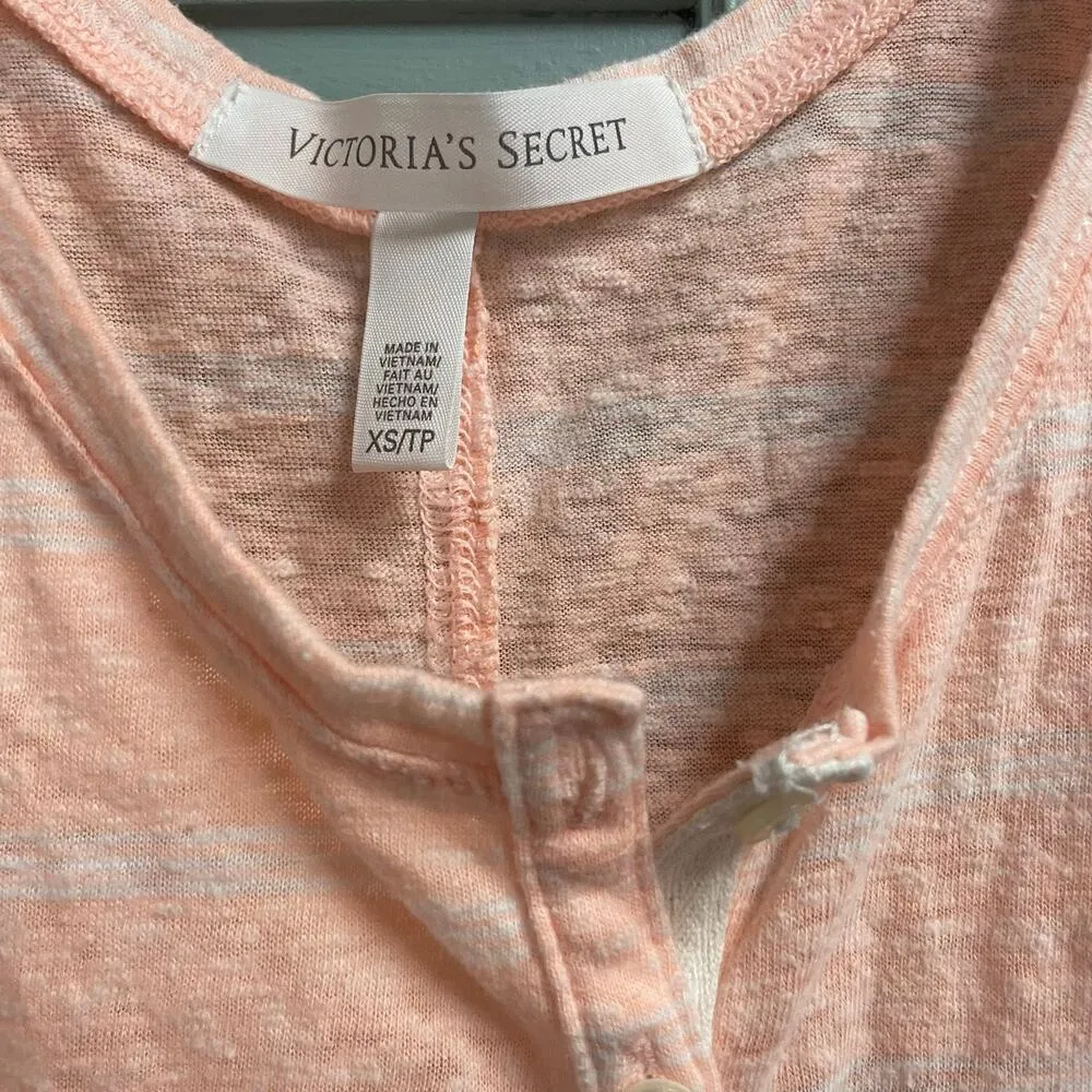 Victoria’s Secret Tank Size XS Slub Knit Lightweight Cotton Lounge Summer Peach - Image 2