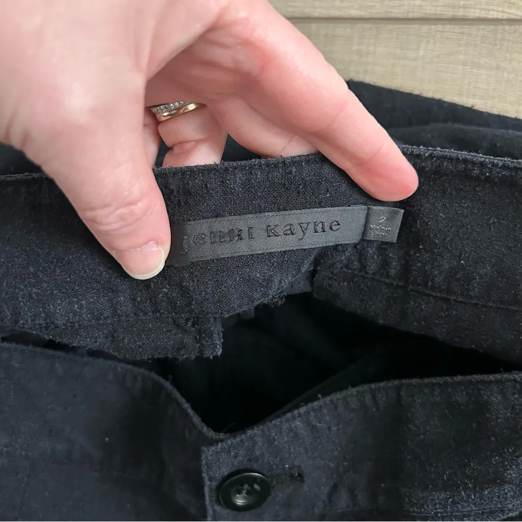 Jenni Kayne Relaxed Trouser High Rise Wide Leg Black Raw Silk Pants 2 - Image 9