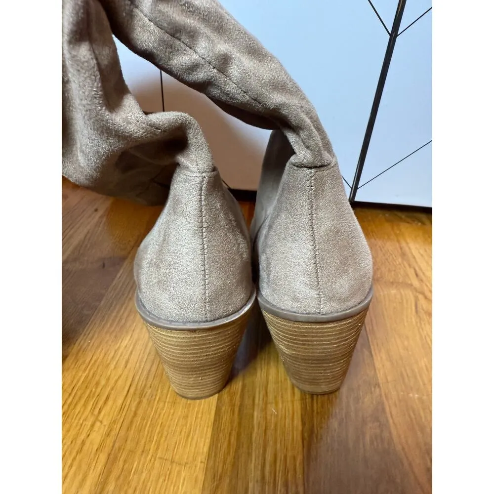 Charles by Charles David Womens 9.5 Beige Suede Knee High Slouchy Heeled Boots - Image 4