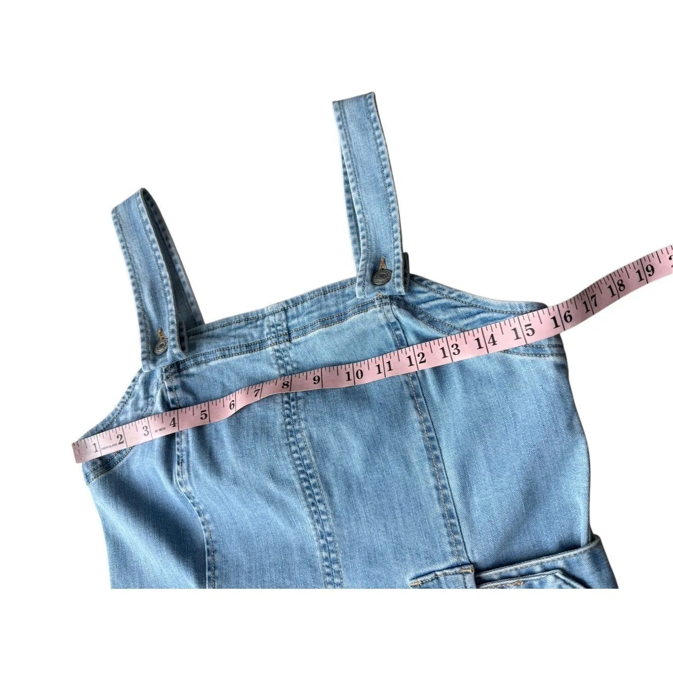 American Eagle Super Stretch Denim Overall Mini Dress Size 8 - Image 8