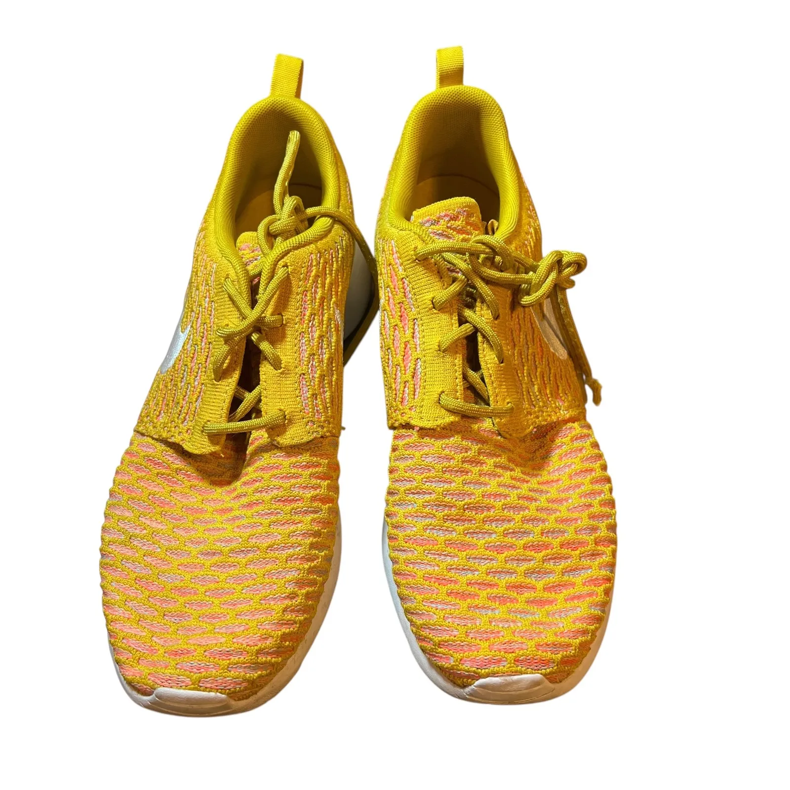 Nike Roshe FlyKnit Yellow Pink Running Athletic Sneakers Shoes Womens Size 9.5 - Image 3