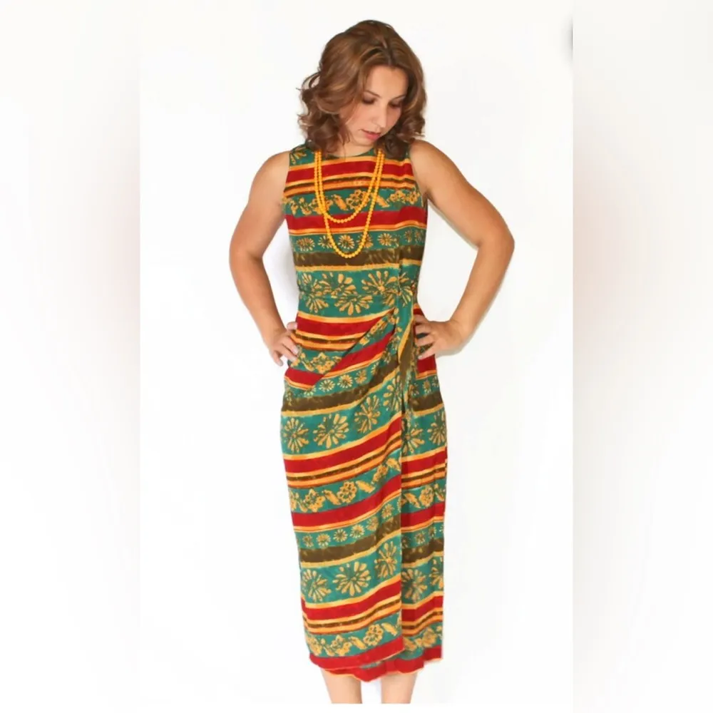 100% silk luxury vintage maxi dress sleeveless women autumn size 14 Red - Image 7