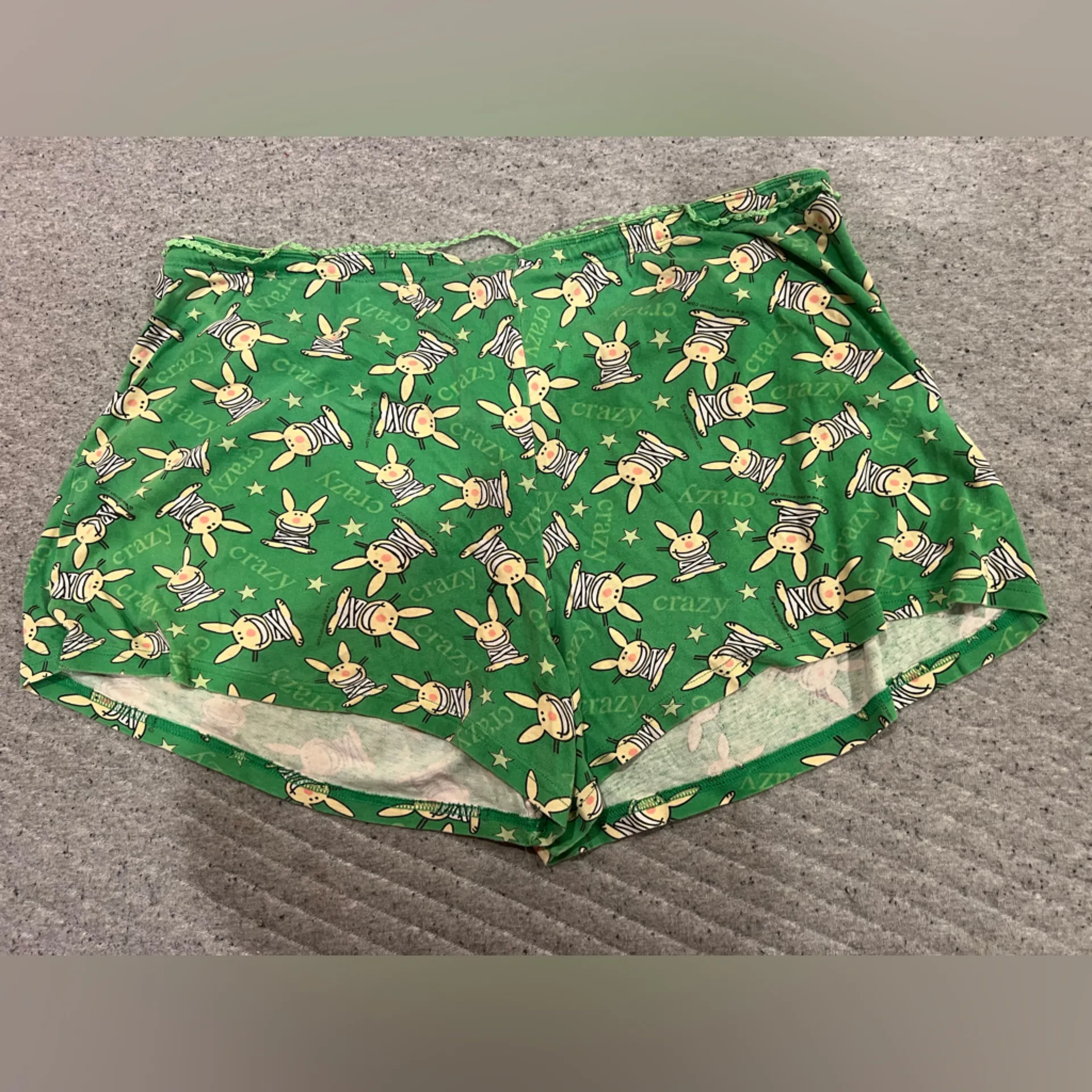Happy Bunny crazy LG Green Pajama Shorts Size M - Image 2