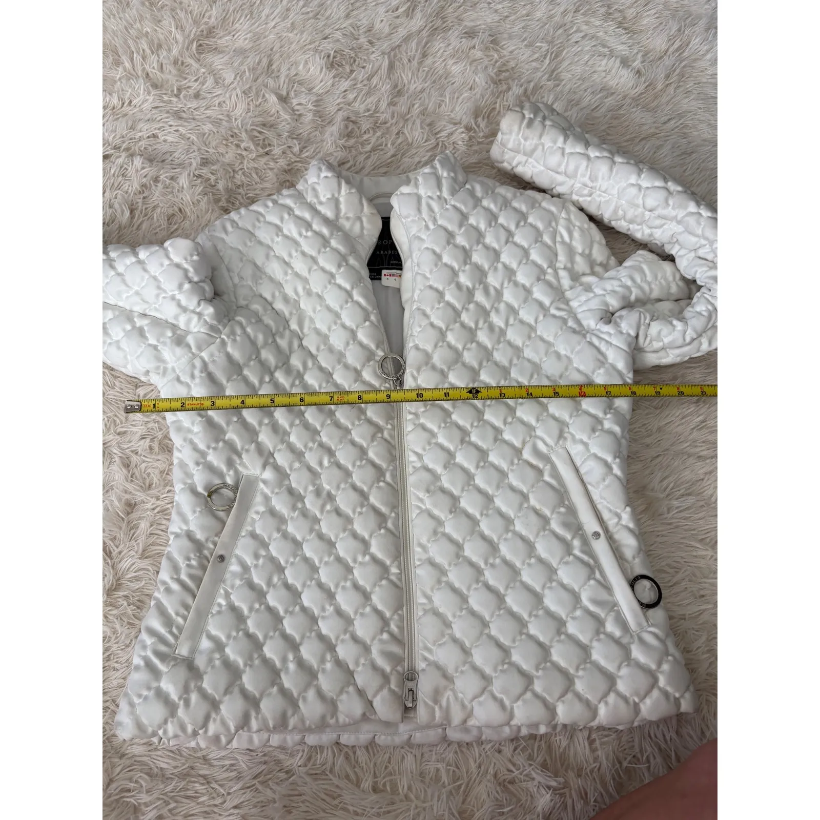 Metropolis Arabesque‎ Quilted Jacket Women's White Full Zip Snap Accents Size 6 - Image 10