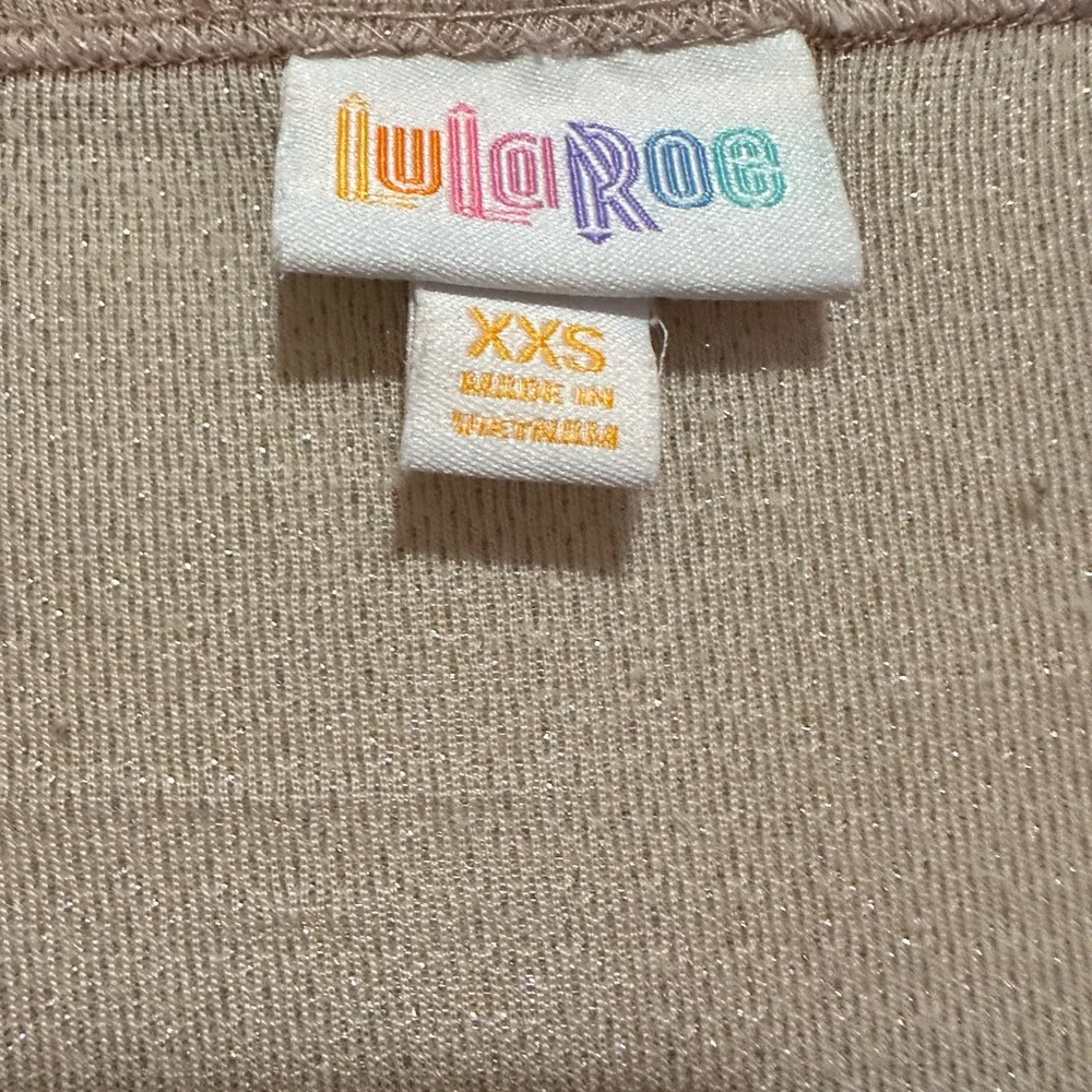 LULAROE IRMA ELEGANT SPARKLE SHIMMER NUDE ROUND NECK TUNIC TOP UNICORN XXS - Image 6