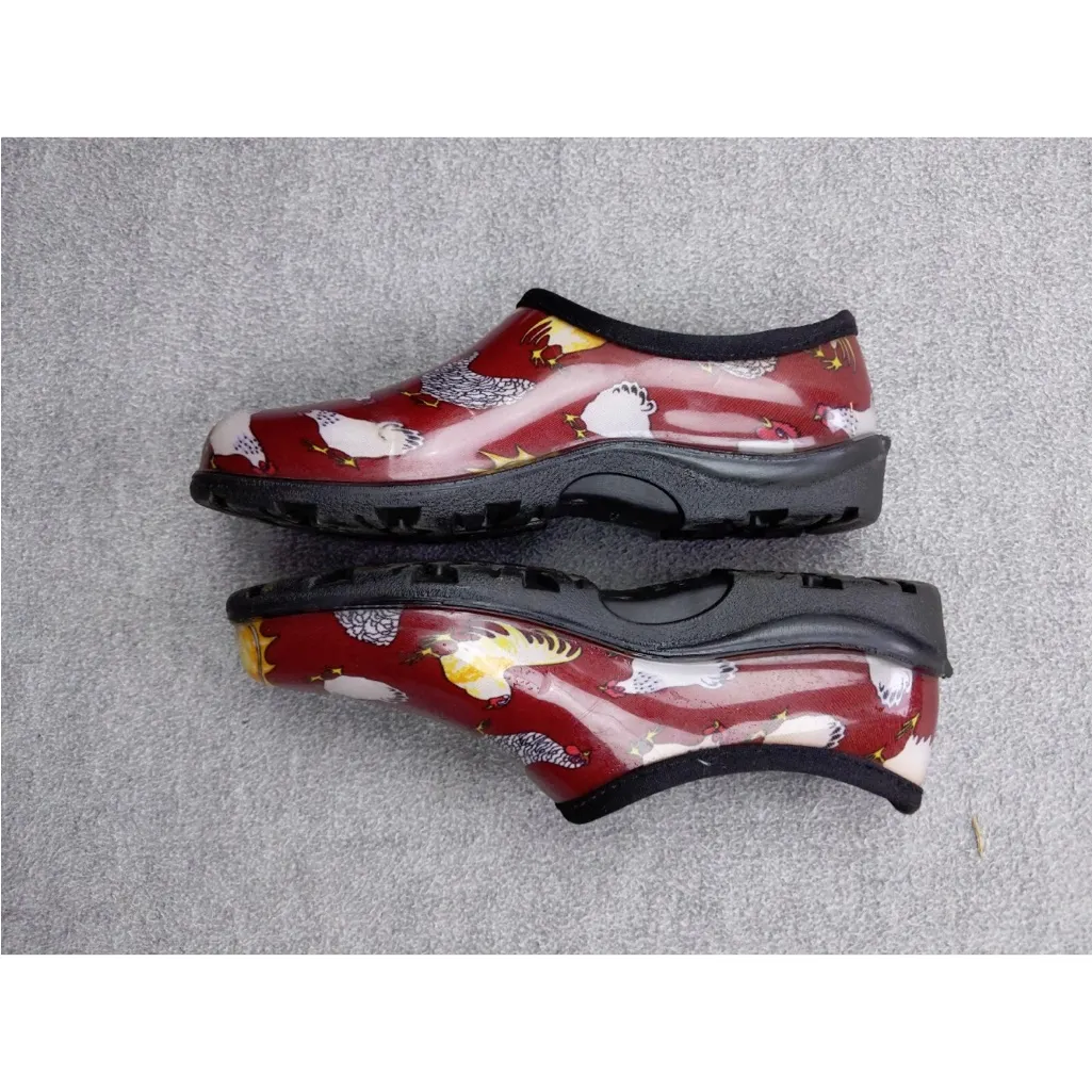 Sloggers Women's Red Chicken Print Ankle Boots Sz 8M Waterproof Gardening - Image 2
