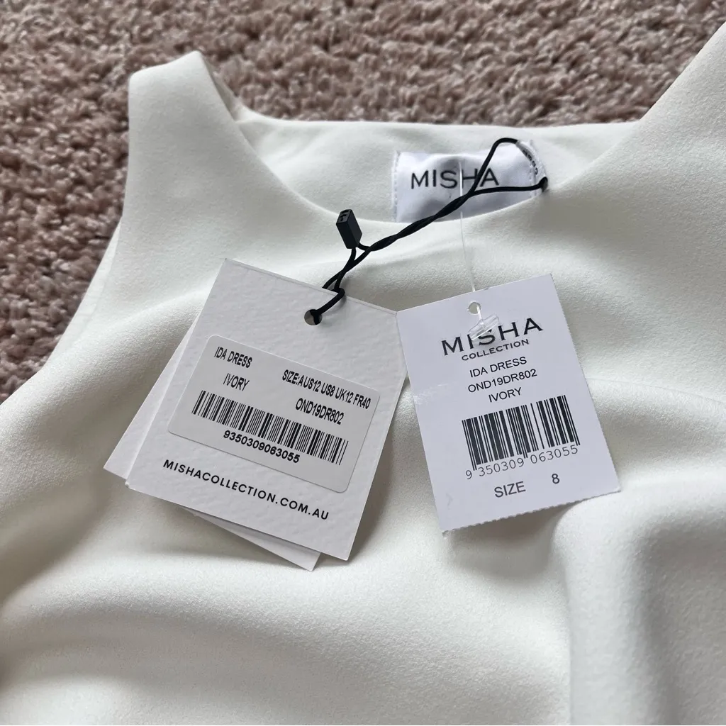 Misha Ida Midi Ruched Dress White Size 8 - Image 5