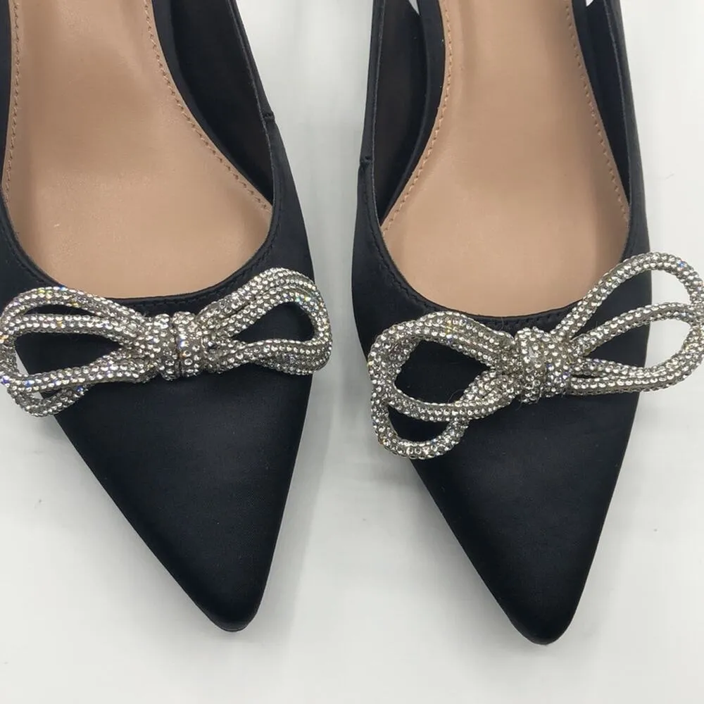 BCBGENERATION  Women's Kitten Heel Pointed Toe Slingback Bow Heels  Sz 7 - Image 3