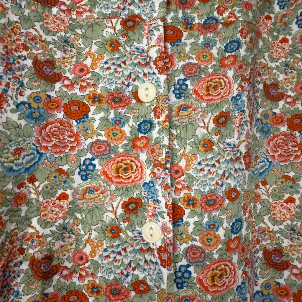 A.P.C Carmen Button Down Floral Printed Vintage Style Shirt Dress EU 42 US 10 Green - Image 7