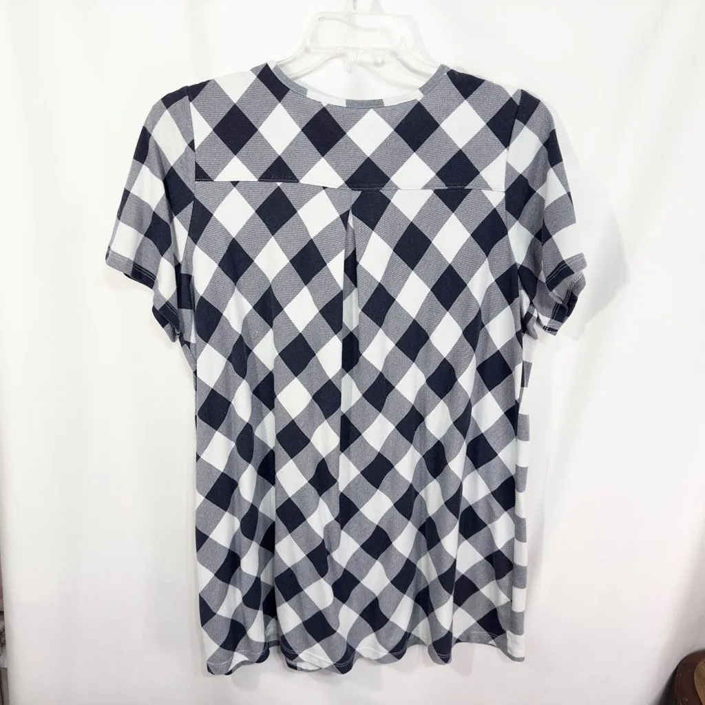 Woman Within Plus Size 18 20 Top Blue White Buffalo Checker Gingham Cotton 189 - Image 2