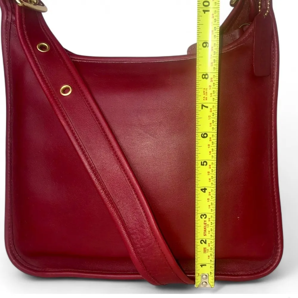 Vintage  Legacy Zip Red Glove-Tanned Leather Shoulder Bag 9966 COA - Image 11