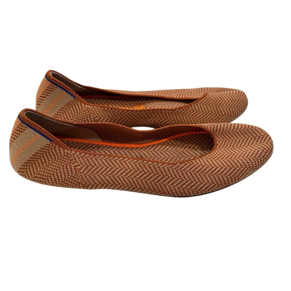 Rothy's The Merino Square Herringbone Flats Size 10 Women's Shoes Casual Orange - Image 3