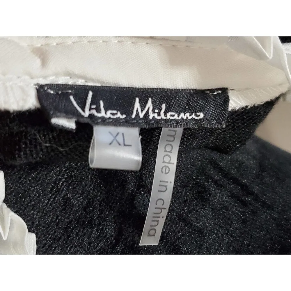 Vila Milano Womens Black Nylon Round Neck Long Sleeve Pullover Top Shirt Size XL - Image 8