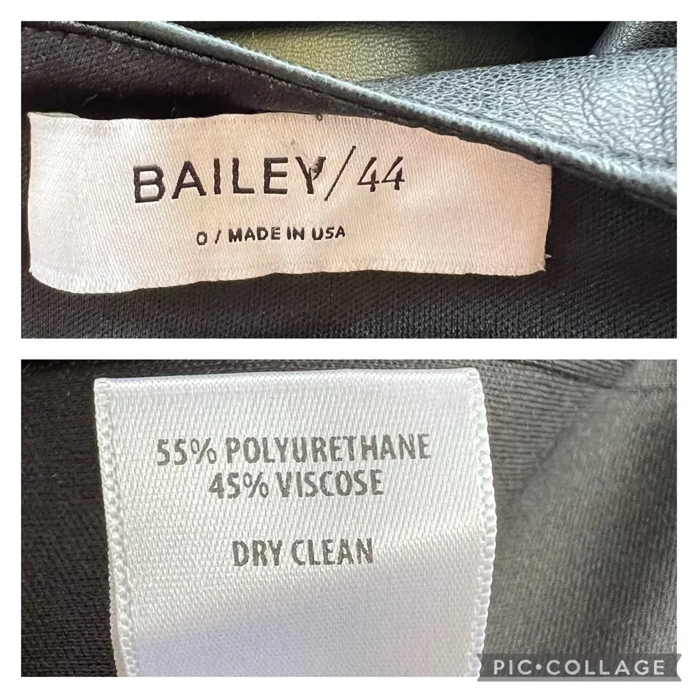 Bailey 44 Black Faux Leather Ruched Sleeve Dress 0 - Image 15