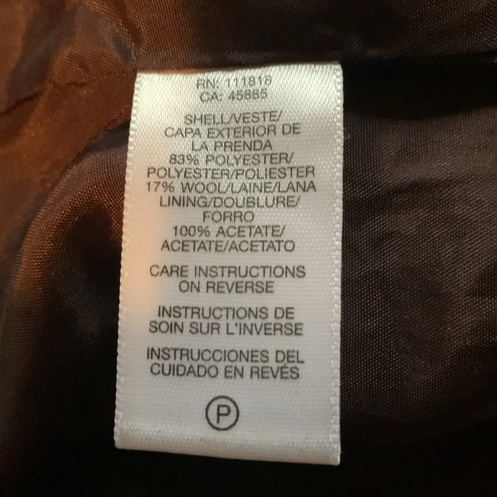 MICHAEL KORS BLAZER JACKET COAT LARGE BROWN TWEED WOOL BLEND LINED - Image 7